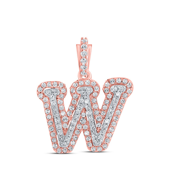 10k Rose Gold Womens Round Diamond W Initial Letter Pendant 1/3 Cttw