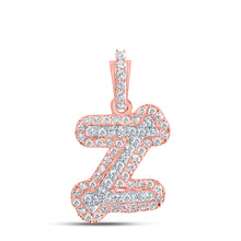  10k Rose Gold Womens Round Diamond Z Initial Letter Pendant 1/5 Cttw