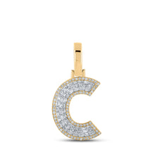 10k Yellow Gold Mens Baguette Diamond C Initial Letter Charm Pendant 3/8 Cttw