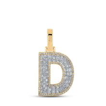  10k Yellow Gold Mens Baguette Diamond D Initial Letter Charm Pendant 1/2 Cttw