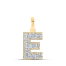  10k Yellow Gold Mens Baguette Diamond E Initial Letter Charm Pendant 3/4 Cttw