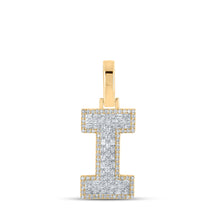 10k Yellow Gold Mens Baguette Diamond I Initial Letter Charm Pendant 3/8 Cttw
