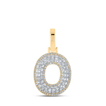  10k Yellow Gold Mens Baguette Diamond O Initial Letter Charm Pendant 1/2 Cttw