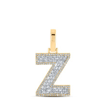  10k Yellow Gold Mens Baguette Diamond Z Initial Letter Charm Pendant 1/2 Cttw