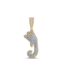  10k Yellow Gold Mens Round Diamond J Crown Letter Charm Pendant 1 Cttw
