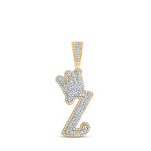  10k Yellow Gold Mens Round Diamond Z Crown Letter Charm Pendant 1 Cttw