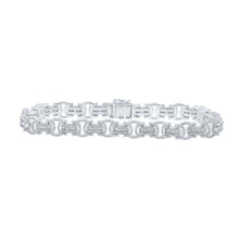  10k White Gold Mens Baguette Diamond Byzantine Link Bracelet 3-3/4 Cttw