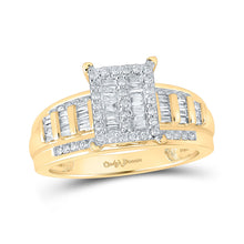  10k Yellow Gold Round Diamond Cluster Bridal Wedding Engagement Ring 1 Cttw