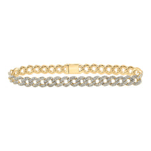  10k Yellow Gold Womens Round Diamond Curb Link Bracelet 3-1/5 Cttw