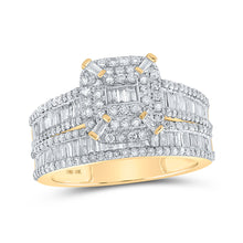 10k Yellow Gold Baguette Diamond Square Bridal Wedding Ring Band Set 1-1/2 Cttw