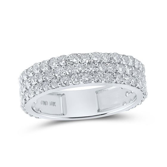 10k White Gold Mens Round Diamond Triple Row Pave Band Ring 2-5/8 Cttw