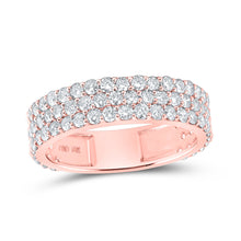  10k Rose Gold Mens Round Diamond Triple Row Pave Band Ring 2-5/8 Cttw