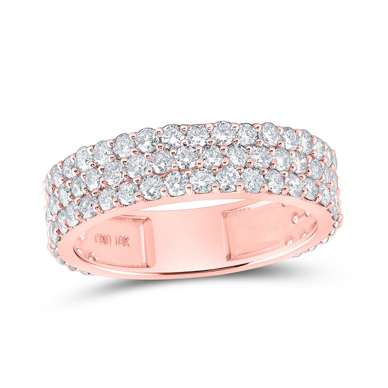 10k Rose Gold Mens Round Diamond Triple Row Pave Band Ring 2-5/8 Cttw
