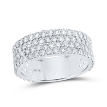  10k White Gold Mens Round Diamond 4-Row Pave Band Ring 3-3/8 Cttw