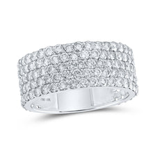 10k White Gold Mens Round Diamond 5-Row Pave Band Ring 4-3/8 Cttw