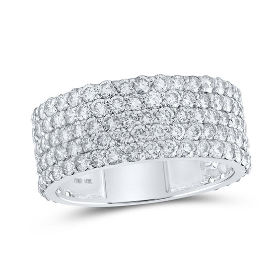 10k White Gold Mens Round Diamond 5-Row Pave Band Ring 4-3/8 Cttw