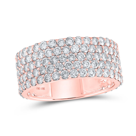 10k Rose Gold Mens Round Diamond 5-Row Pave Band Ring 4-3/8 Cttw