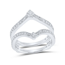  14k White Gold Womens Round Diamond Chevron Wrap Enhancer Wedding Band 1/2 Cttw