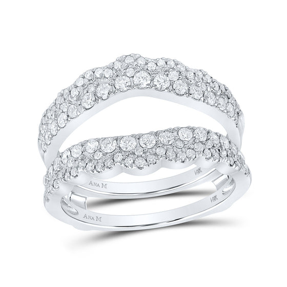 14k White Gold Womens Round Diamond Wrap Enhancer Wedding Band 3/4 Cttw