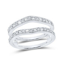  14k White Gold Womens Baguette Diamond Wrap Enhancer Wedding Band 1/3 Cttw