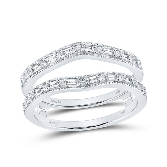 14k White Gold Womens Baguette Diamond Wrap Enhancer Wedding Band 1/3 Cttw