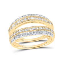  14k Yellow Gold Womens Baguette Diamond Wrap Enhancer Wedding Band 1/2 Cttw