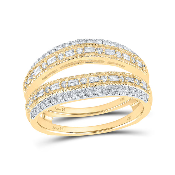 14k Yellow Gold Womens Baguette Diamond Wrap Enhancer Wedding Band 1/2 Cttw