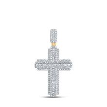 10k Yellow Gold Mens Baguette Diamond Cross Charm Pendant 1 Cttw