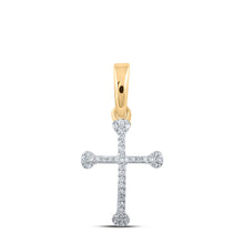  10k Yellow Gold Womens Round Diamond Cross Pendant 1/12 Cttw