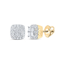  14k Yellow Gold Womens Princess Diamond Square Earrings 1/2 Cttw