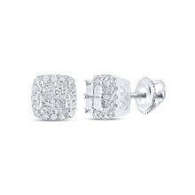  14k White Gold Womens Princess Diamond Square Earrings 1/2 Cttw