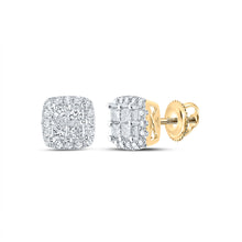  14k Yellow Gold Womens Princess Diamond Square Earrings 3/4 Cttw