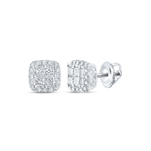  14k White Gold Womens Princess Diamond Square Earrings 1 Cttw
