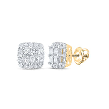 14k Yellow Gold Womens Princess Diamond Square Earrings 2 Cttw
