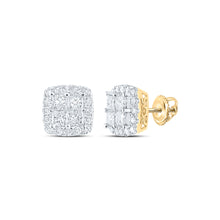  14k Yellow Gold Womens Princess Diamond Square Earrings 2-7/8 Cttw