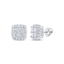  14k White Gold Womens Princess Diamond Square Earrings 2-7/8 Cttw