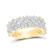 10k Yellow Gold Mens Baguette Diamond Diagonal Row Band Ring 1-1/2 Cttw