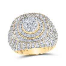  10k Yellow Gold Mens Round Diamond Circle Cluster Ring 4 Cttw