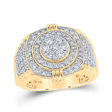  10k Yellow Gold Mens Round Diamond Circle Cluster Ring 2-3/4 Cttw