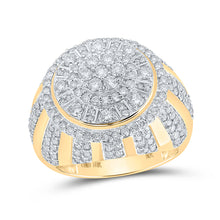  10k Yellow Gold Mens Round Diamond Circle Cluster Ring 3 Cttw