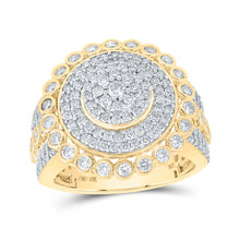  10k Yellow Gold Mens Round Diamond Circle Cluster Ring 2-5/8 Cttw