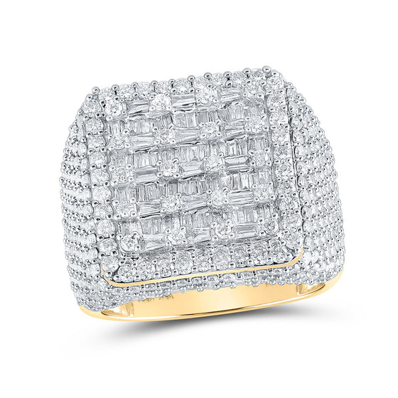 10k Yellow Gold Mens Baguette Diamond Square Ring 4-5/8 Cttw