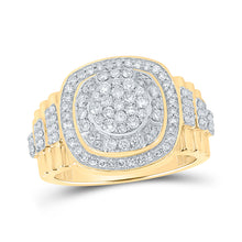  10k Yellow Gold Mens Round Diamond Cluster Ring 1 Cttw