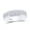 Sterling Silver His Hers Round Diamond Square Matching Wedding Set 1 Cttw