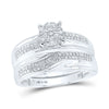 Sterling Silver His Hers Round Diamond Cluster Matching Wedding Set 1/2 Cttw