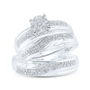 Sterling Silver His Hers Round Diamond Cluster Matching Wedding Set 1/2 Cttw