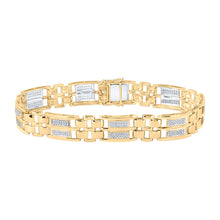  10k Yellow Gold Mens Round Diamond Link Bracelet 1 Cttw