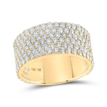  10k Yellow Gold Mens Round Diamond 6-Row Pave Band Ring 4-3/4 Cttw