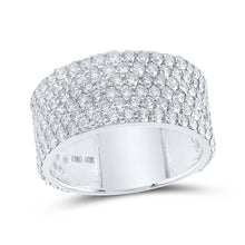  10k White Gold Mens Round Diamond 6-Row Pave Band Ring 4-3/4 Cttw