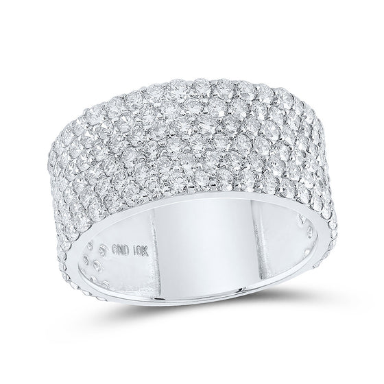 10k White Gold Mens Round Diamond 6-Row Pave Band Ring 4-3/4 Cttw